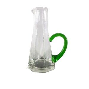 Glass Pitcher Octagon Beaker Claret Carafe Barware Green Handle MCM Peridot Jug